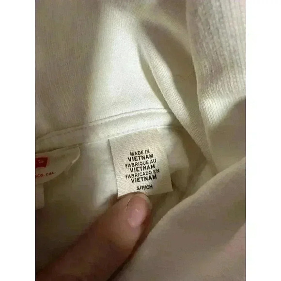 White LEVI STRAUSS & CO brand crop sweatshirt Size Small Cotton classic hoodie - Picture 10 of 10
